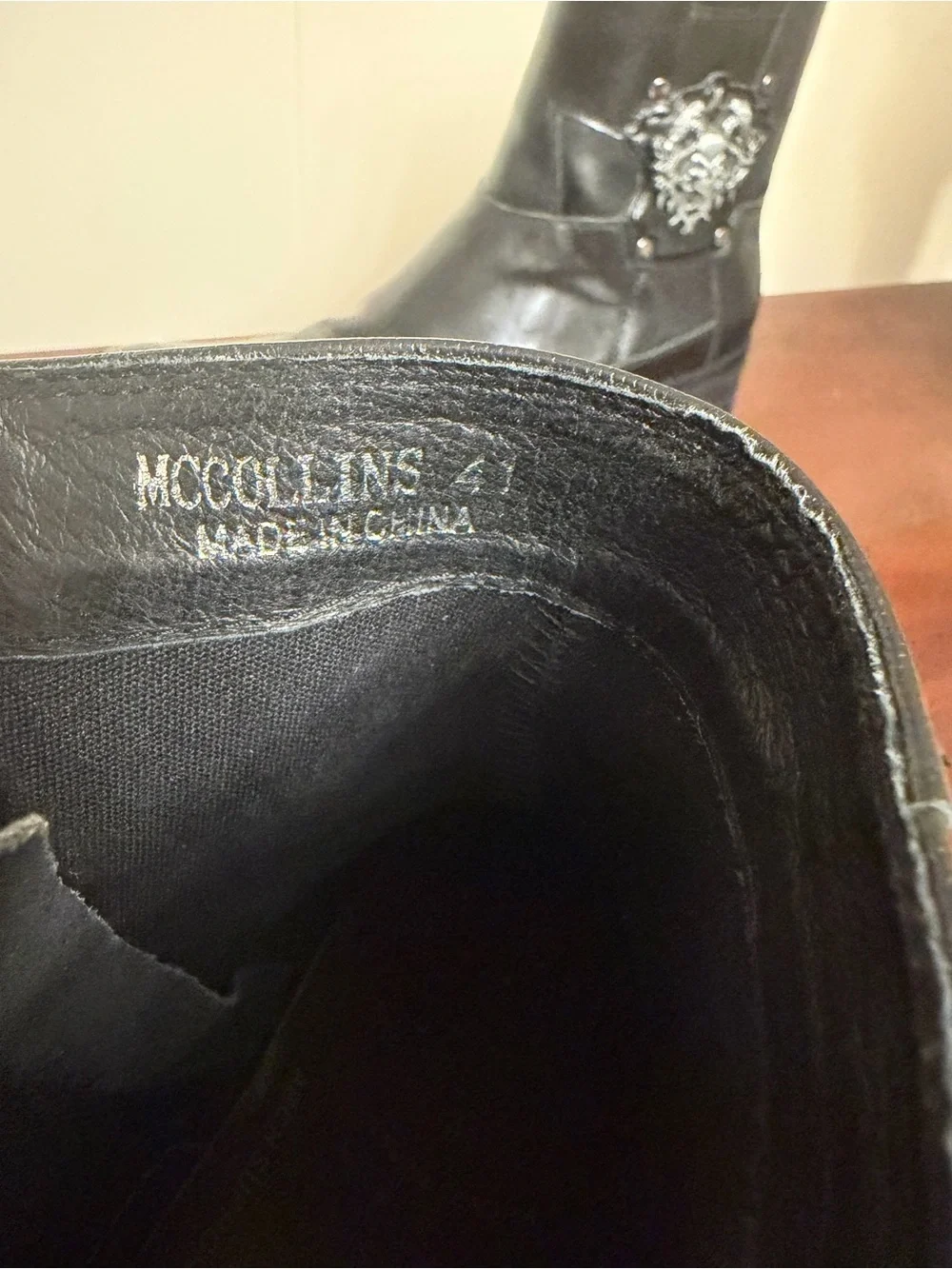 ECCO McCollins Men Black Leather Skull dragon  Boots Y2K